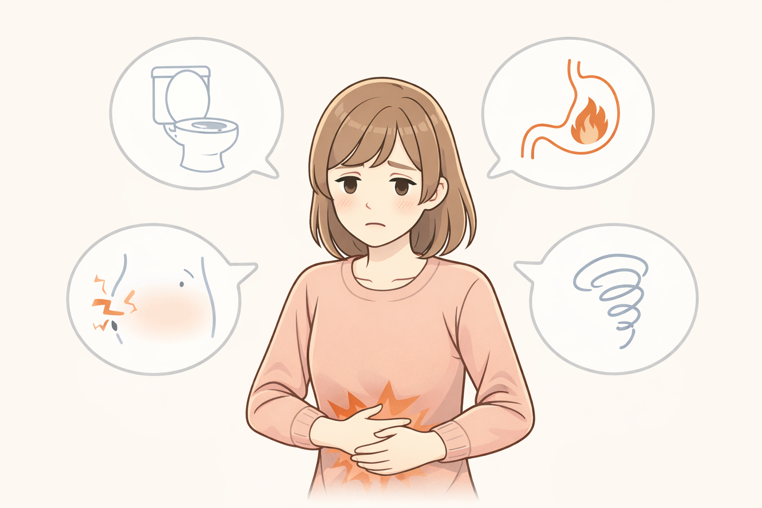 消化不良に悩む女性